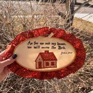 Handmade Hoop Art Bible Verse Joshua 2415 Scripture Home Decor Red Floral